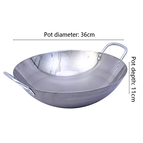 Wok de acero inoxidable con doble asa y 36cm sin recubrimiento miniatura 7