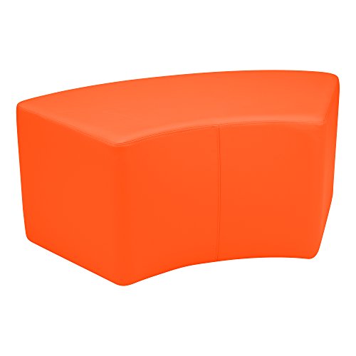 Image of Sprogs 18 inch H Structured S-Curve Stool -Flexible Modular Collaborative Soft Seating for Office, Home, Lounge and School Classrooms with Durable Frame & Set of 2 inch Casters Add-on -Orange