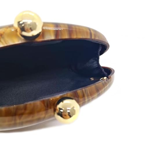 Image of Acrylic Shell Shaped Bag Luxury Marble Clutch Evening Purses for Women Glitter Handbag for Wedding Cocktail Party Prom