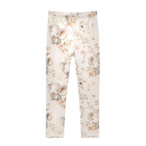 ZZKKO Girls Leggings Baby Elephants Toddler Girls Clothes Leggings for Girls Toddler Girls Leggings 3-4T