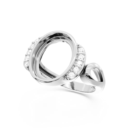 925 Silver Ring Blank 10x12 mm Halo Cubic Zirconia Bezel Setting DIY Fine Jewelry