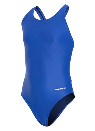 Sporti Girl's Athletic Wide Strap One Piece Swimsuit, Solid - Royal - 24