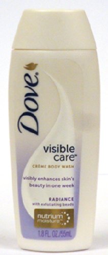 Dove VisibleCare Crème Body Wash, Radiance with Exfoliating Beads, Travel Size 1.8 Oz (Pack of 12)