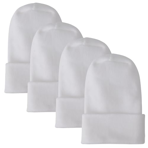 Image of DRESHOW BQUBO 4 Pack Newborn Hospital Hat Infant Baby Hat Cap with Big Bow Soft Cute Knot Nursery Beanie