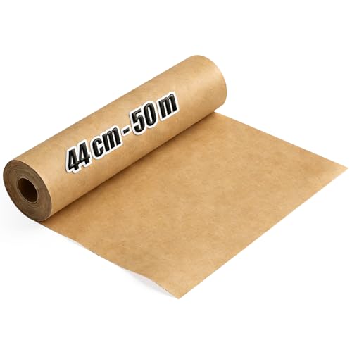 44 cm x 50 m Braun Kraftpapier Reißfestes Geschenkpapier Kraftpapierrolle Ideal Perfekt für DIY Verpackungen Dekorationen Lebensmittelpapier