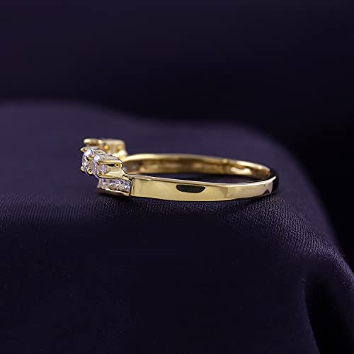 Jewel Zone US White Cubic Zirconia Solitaire Anniversary Wrap Enhancer Ring in 14k Gold Over Sterling Silver3