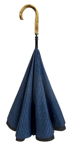 CARRY saKASA (キャリーサカサ) Classic モデル 傘 逆さ傘 濡れない 大きい直径 120cm UVカット 高撥水 晴雨兼用 おしゃれ 男性 メンズ 紳士 (Lサイズ, ミッドナイトコード)