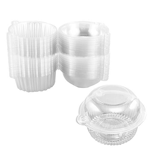 EchoDone 100 Packs Clear Plastic Single Individual Cupcake Boxes Holder Muffin Case Mini Cat Head Container Cupcake Muffin Case Pods Domes Boxes