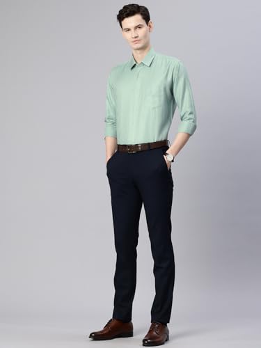 Image of Majestic Man Men's Solid Cotton Blend Textured Wrinkle-Resistant Slim Fit Easy Iron Formal Shirt