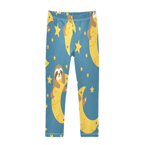 Bolaz Toddler Girls Leggings Printed Yoga Pants Leggings Sloth Moon Blue Background for Kids