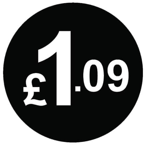 £ Black Price Stickers - 20mm, £1.09, 200 — image 1