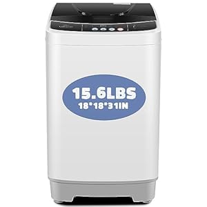 Nictemaw Portable Washing Machine, 15.6Lbs Capacity Full-Automatic Portable Washer with Drain Pump, 2.1Cu.ft Washer and Dryer Combo with LED Display, 10 Programs & 8 Water Levels for Apartment, Dorms, RV