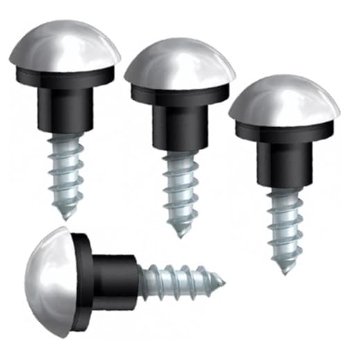 Pack of 4 Zinc Mirror Screws 19mm with Rubber Washers – 13mm Polished Chrome Dome Caps, Rust-Proof Decorative Fixings