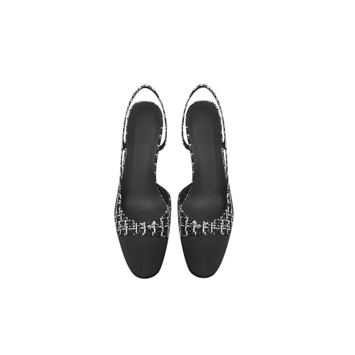 Womens Slingback Heels Closed Toe Ankle Strap Fashion Chunky Heeled Pumps Dress Shoes3