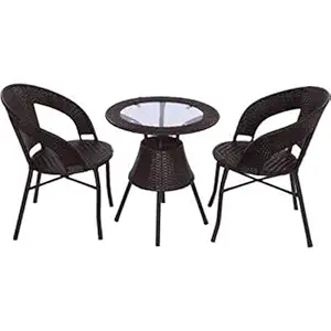 Indiid Homes Garden Patio 2 Seater Chair and Table Set Outdoor Balcony Garden Coffee Table Set Furniture with 1Table and 2Chairs Set