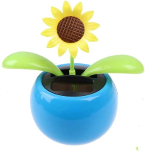 1 Pc Blue Solar Dancing Sun Flower Automotive Ornament Solar Powered Dancing Sun Flower in Colorful Swinging Animated Bobblehead Dancer Window Sun Catcher Car Dashboard Decor Portable Suncatchers
