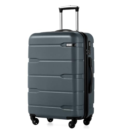 Coolife Medium Checked Luggage Hardside PC+ABS Suitcase with TSA Lock, Lightweight Rolling Carry On with Spinner Wheels(Teal, 24in) Teal Medium (24 in