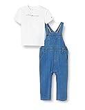 Salopette e t-shirt Tommy Hilfiger da neonato con classico lavaggio denim per la salopette e t-shirt basic con stampa sul davanti