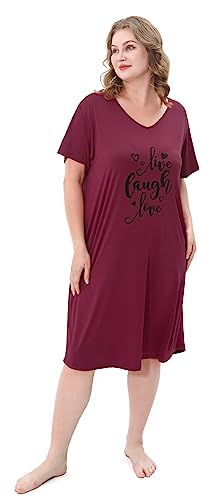 3 Pack Plus Size Women's Nightgown Soft Print Nightshirts for Women Short Sleeve Sleepwear4