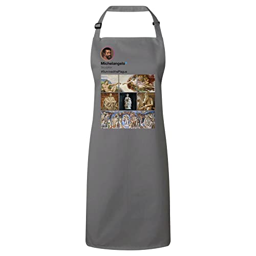 Tablier cuisine Michel-Ange peinture peintre gris lavable pour homme et femme passionnés art