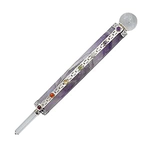 Amethyst Metaphysical Healing Wand 6″ | 7 Chakra Gemstone Wand | Dynamic Energy Chakra Balancing & Aura Cleansing Healing Stick | Meditation Reiki Yoga Spiritual Divination Tool