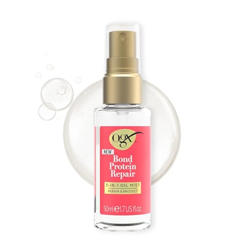OGX Repair & Protect Bond Protein Repair 3-in-1 Oil Mist Öl Spray Sprühnebel 50 ml Glättet trockenes beschädigtes Haar für 24 Std mit Lipi Pro Shield Technology & Dual-Action-Reparaturtechnologie