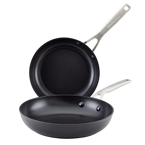 Image of KitchenAid Hard-Anodized Induction Nonstick Frying Pan Set, 2-Piece, Black
