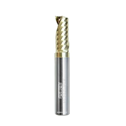WEXWE Tools Solid Carbide CNC Spiral Single Flute End Mill -ZrN Coating for Acrylic Plate Aluminum,