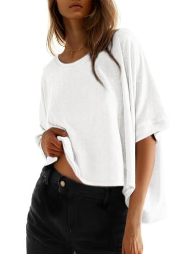 Dokotoo Summer Shirts 2025 Womens Solid T Shirts for Women Loose Oversized Tops Basic Tee
