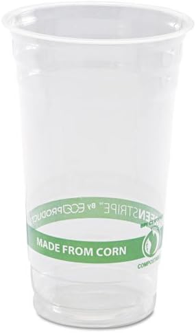 ECO-PRODUCTS, INC. GreenStripe PLA Cold Cups, 24oz, Clear, 1000/Carton (EPCC24GS)
