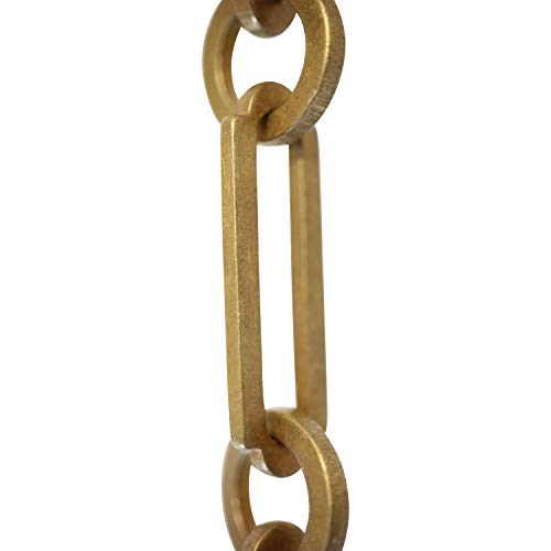 Image of RCH Hardware Decorative Antique Solid Brass Chain for Hanging, Lighting - Rectangles with Circular Connecting Rings and Welded Links (1 Foot)