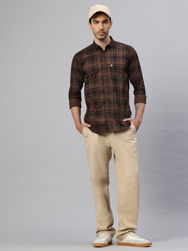 Image of Majestic Man Men's Pure Cotton Checkered Slim Fit Casual Shirt - Full Sleeve | Trendy & Comfortable