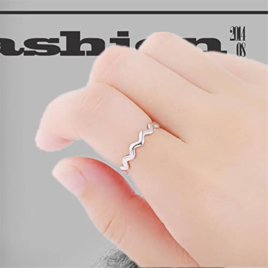 Women's Sterling Silver Open Ring, Wavy Ring, Simple Classic