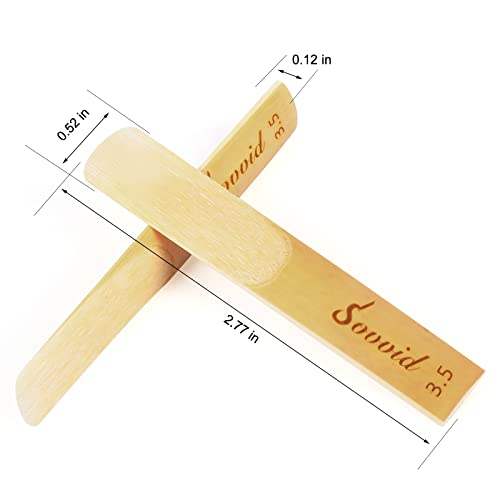 Sovvid 10 Pack Bb Clarinet Reeds with Plastic Box, Strength 3.5 Reeds for Clarinet, Thinner Reed Tip & Unfiled Cut for Easy of Play, Traditional Reeds for Clarinet Beginner and Player