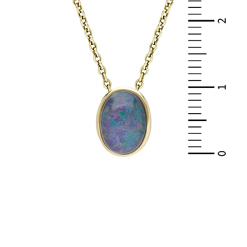 Ivy Gems 9ct Yellow Gold Triplet Oval Opal Cabochon Pendant on 46cm Chain, Multi Colour - Image 3