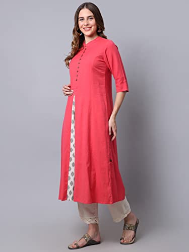 Image of Pistaa's Women's Cotton Regular Fit Casual Kurta