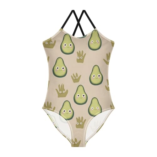 Avocado Hand Pattern Girls One Piece Swimsuits Summer Quick Dry Beach Bathing Suit