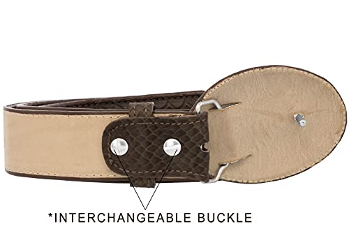 El Presidente Mens Brown Snake Python Print Leather Cowboy Belt Rodeo Buckle3
