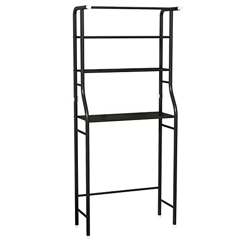 MOYIPIN 3-Tier Drum Washing Machine Storage Rack, Space-Saving Bathroom Shelf, Minimalist Style, 3 Shelves, Steel, Wall Mount, Black - Image 6