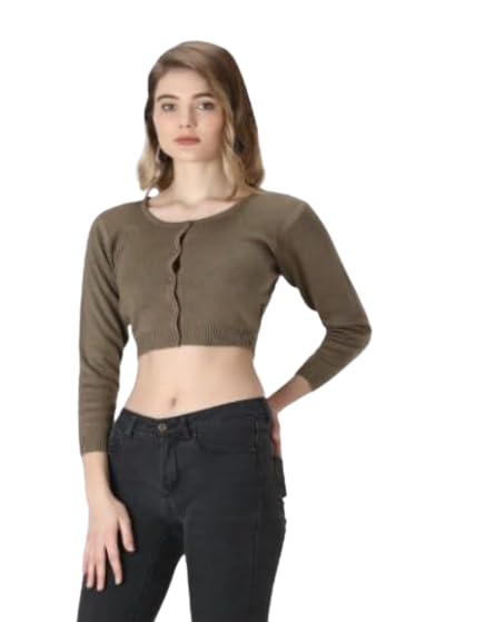 Image of Women's Winter Warm Saree Blouse Full Sleeve