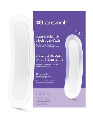 Lansinoh Kaiserschnitt Hydrogel Pads - schützen, beruhigen & kühlen die Kaiserschnittnarbe – Narbenpflaster zur Kaiserschnitt Narbenpflege - 2 Stück