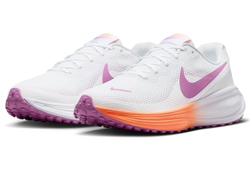 Nike Women's Revolution 8 Road Running Shoes, White/Light Magenta-Orange Pulse, 7