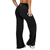 OQQ Yoga Pants Women High Waist Stretch Casual Soft Straight Leg Bottoms Black Long