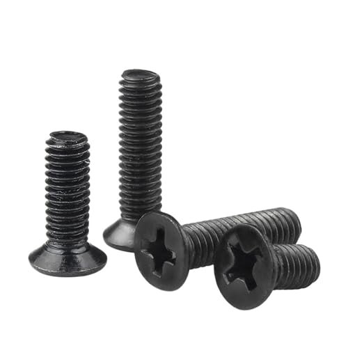 Viti a testa piatta rotonda, Vite a testa piatta M4 in acciaio al carbonio nero, bullone a testa svasata, piccole viti for notebook fai da te(6mm,M4)