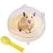 HAICHEN TEC Hamster Bathroom - Large Transparent Hamster Sand Bath Container with Scoop Kit Sandbox Toilet for Dwarf Hamster, Syrian Hamster Small Animal Cage Accessories (Yellow)