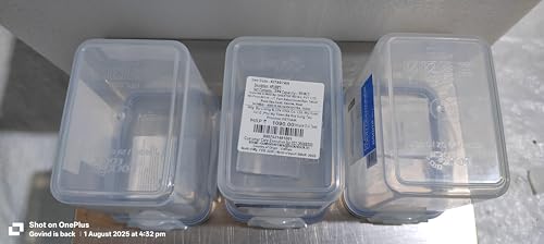Image of LocknLock Classic Plastic Airtight Food Storage Container with Leak Proof Lid, 850 Ml, Transparent, Set of 3 (HPL808)