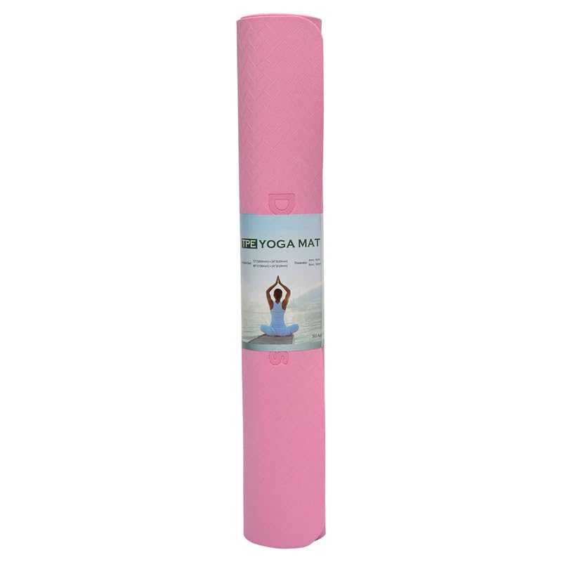 Image of Extra Wide Non Slippery TPE 6ft x 2.62ft x 6mm Yoga Mat for men, Women and Kids with hopscotch Play mat comes with Wooden Marker and bag cover - Pink