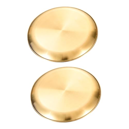 NAMOARLY Barbecue Plate Set 2pcs Round Silver Plate Elegant Design for Family Gatherings Parties Restaurants