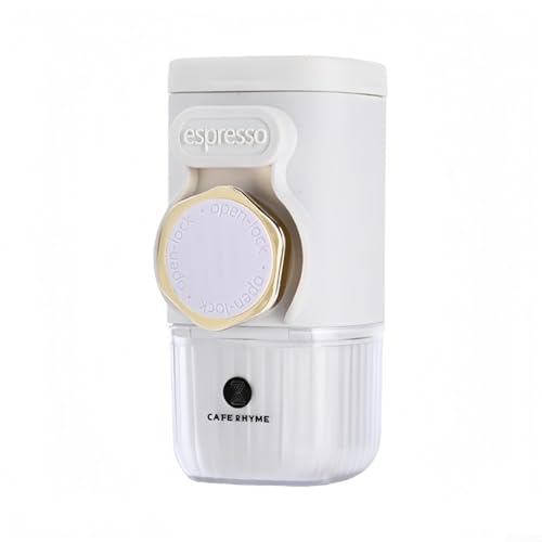 Floweringbeter Cafetera espresso portátil manual compatible con cápsulas de café molido, presión de 15 bares, ligera y compacta para viajes (blanco)