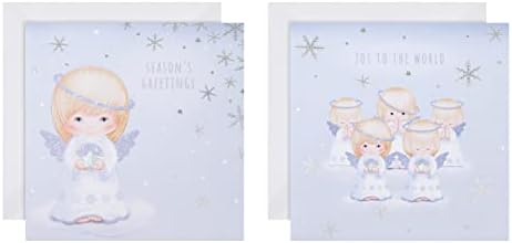 Hallmark Boxed Charity Christmas Cards - Pack of 16 in 2 Festive Angel Designs, Multicoloured, 25572292